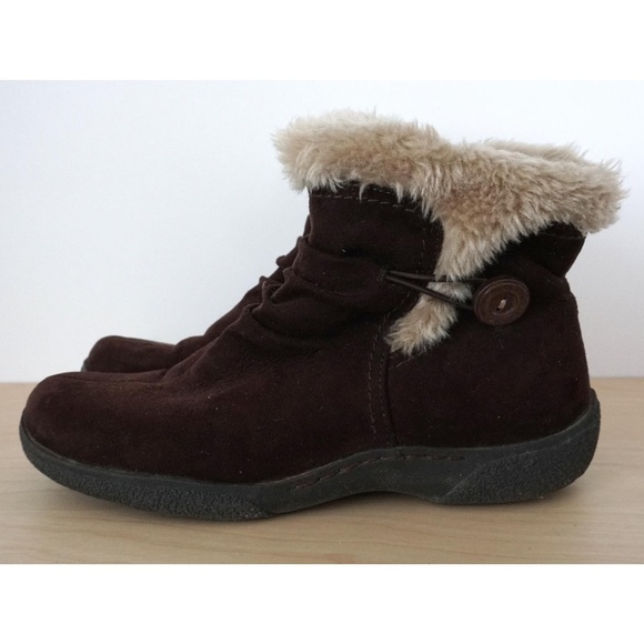 BARETRAPS Brown Suede Fur Trim Winter Boots - Picture 5 of 8